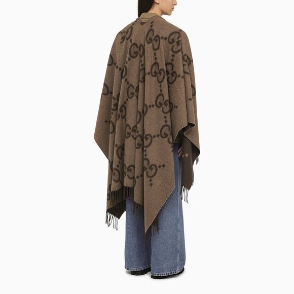 Gucci Beige/Brown Reversible Jumbo Cashmere Cape Women - Picture 3 of 6